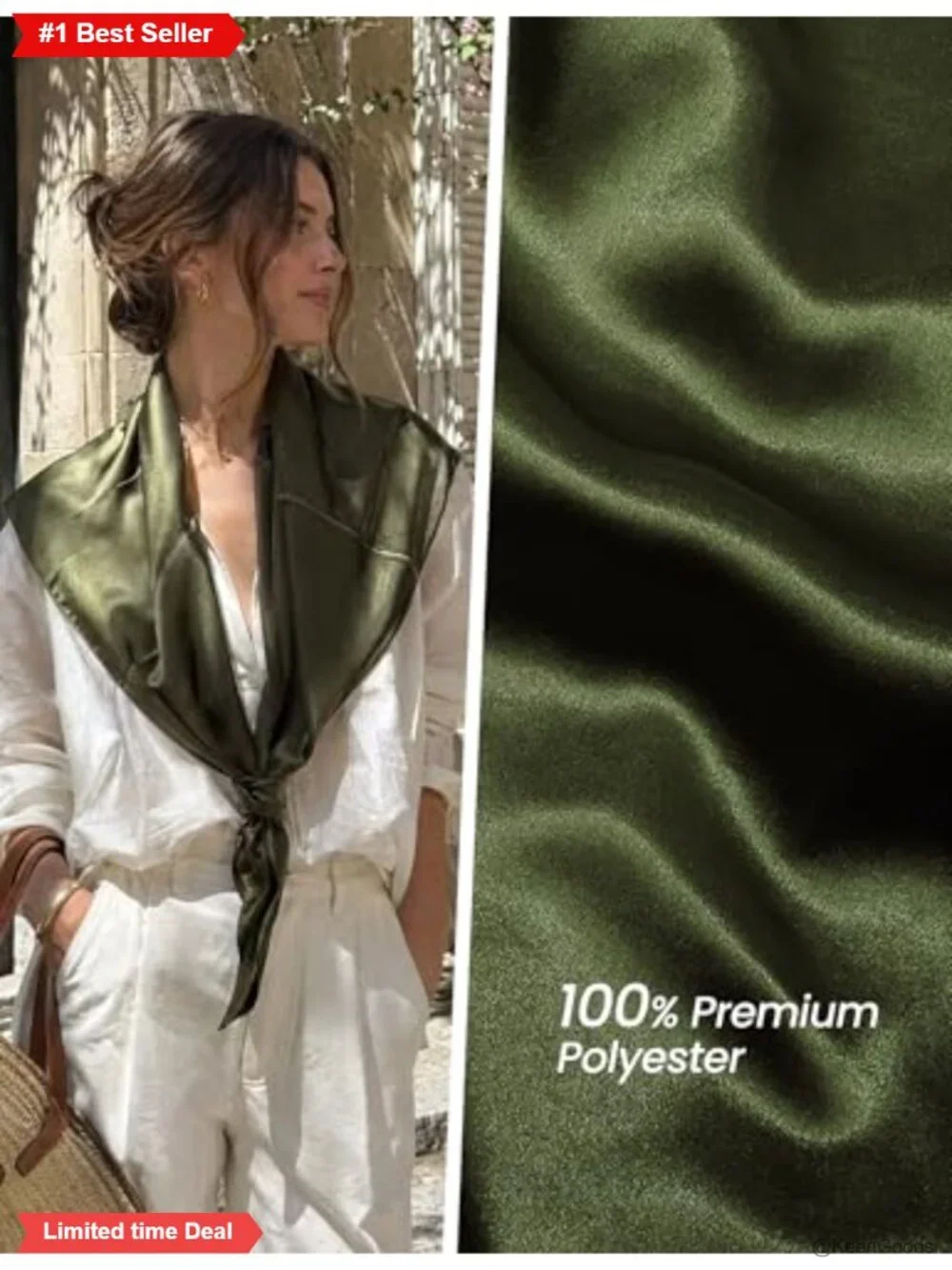 Large Satin Silk Blend Square Scarf Wrap Shawl Bandana Hair Accessory